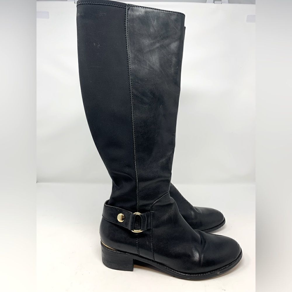Steve Madden Ryder Black Leather Textile Riding Boot Size 8.5